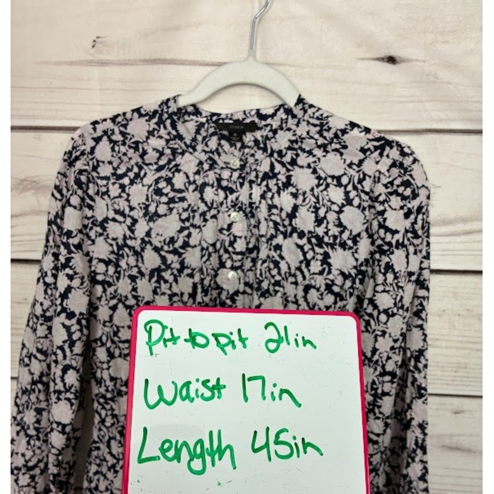 J.Crew Re-Imagined Floral Cotton Midi Dress Navy White Pink Drawstring Waist 6 - Picture 8 of 8